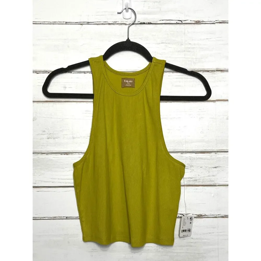 Free People Free-Est Milani Ribbed Tank Top Green Size Medium NWT